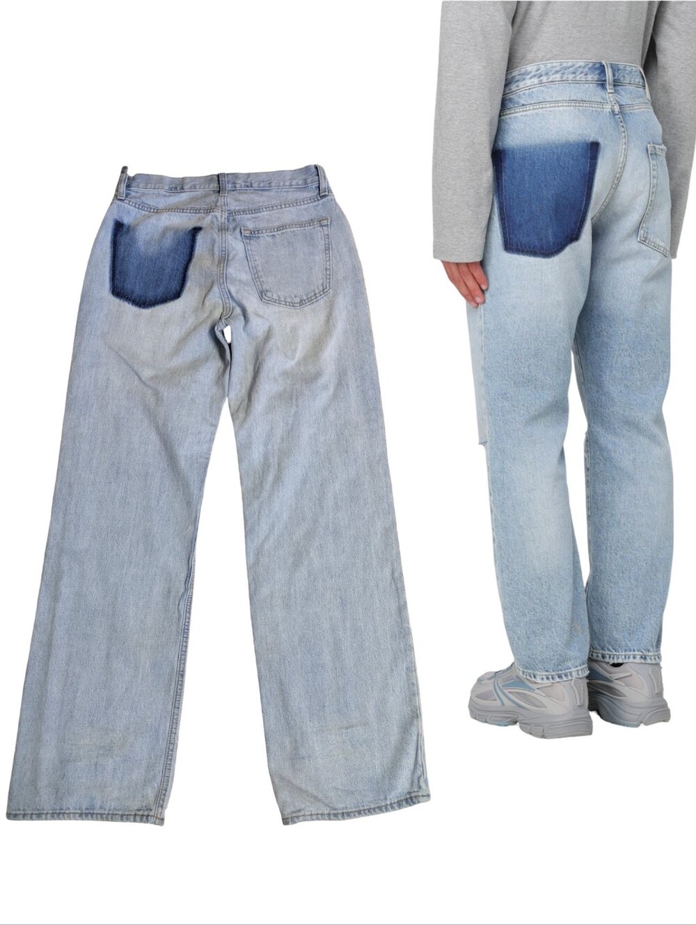 80s Baggy Superlight Unisex Jeans 30x36 With Exposed Back Patch Old Navy